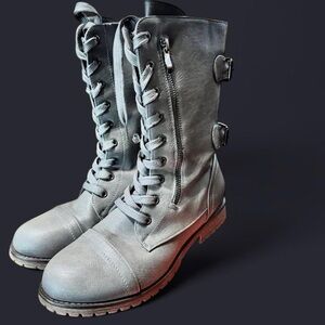 Dream Pairs Terran-Snow Grey Boots with Zipper Storage Pocket Size 11